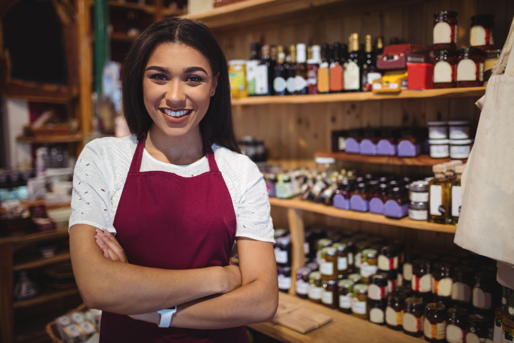 femme qui gère une épicerie 