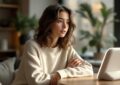 jeune femme en discussion avec une IA générative