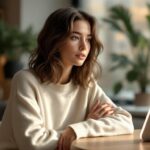 jeune femme en discussion avec une IA générative
