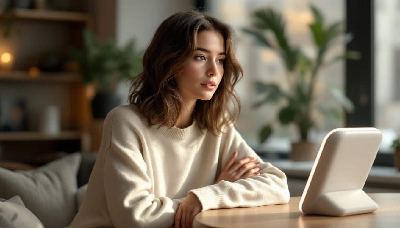 jeune femme en discussion avec une IA générative