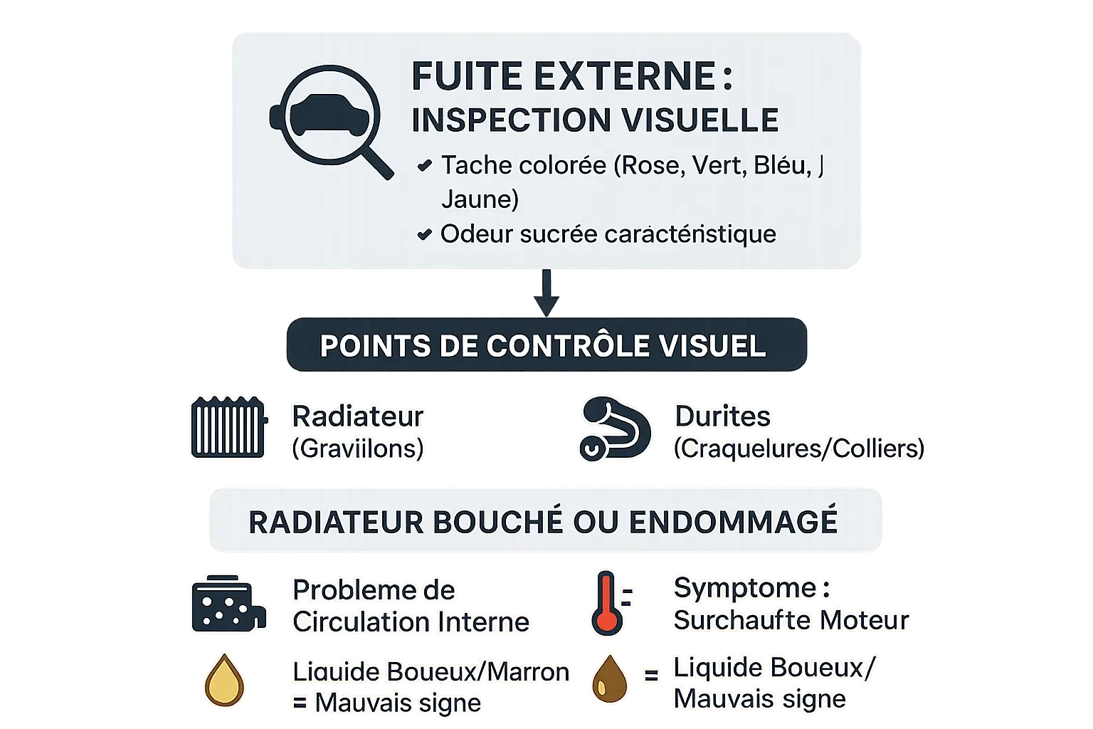 Diagnostic des causes de perte de liquide de refroidissement