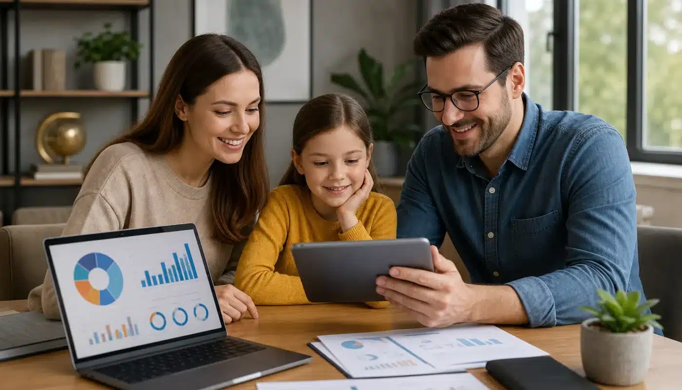 Budget familial moderne avec graphiques et gestion financière intuitive