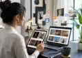 Écran d'ordinateur avec flux d'actualités culturelles en ligne