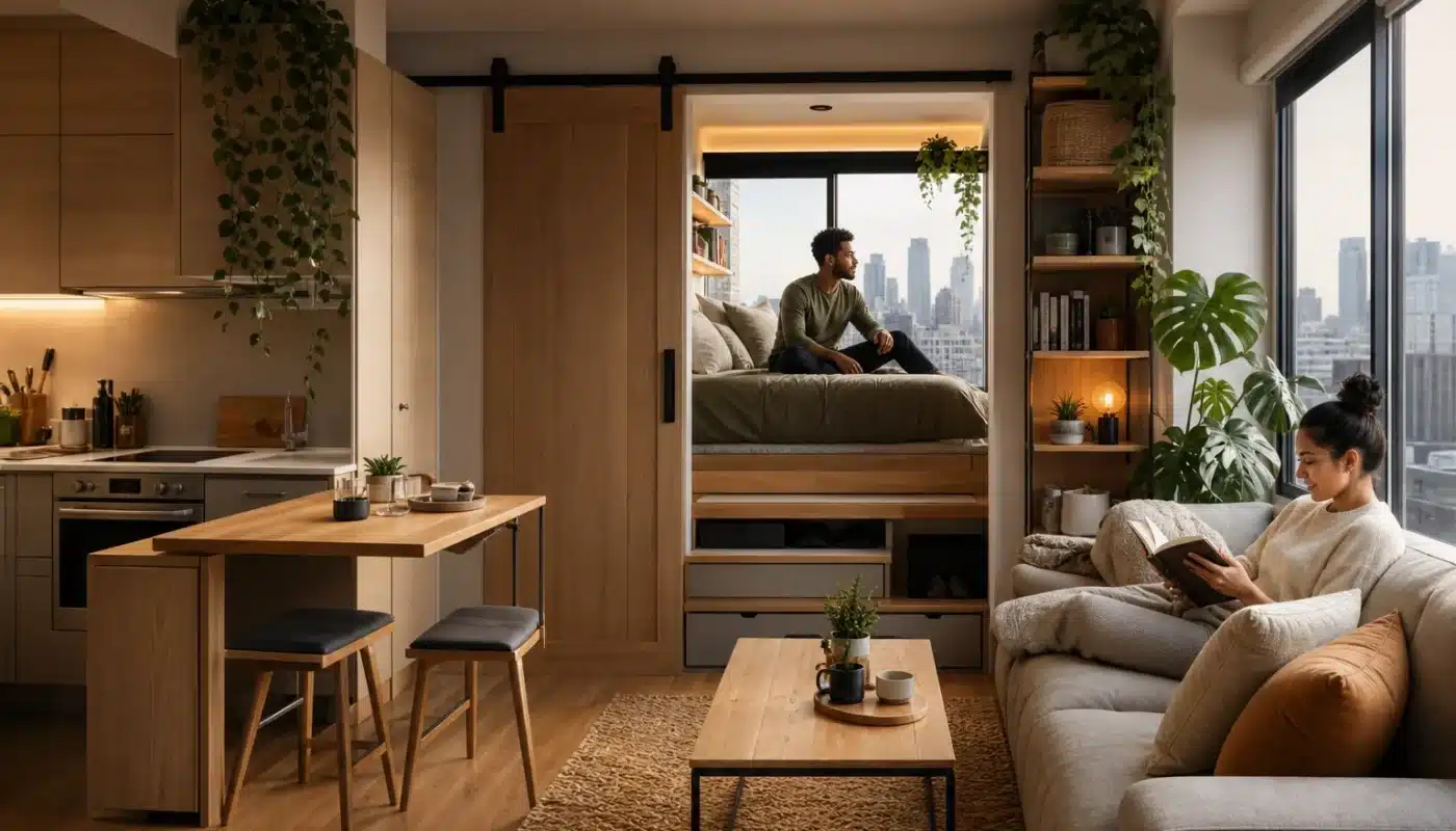 Espace intérieur cosy et optimisé dans un petit appartement
