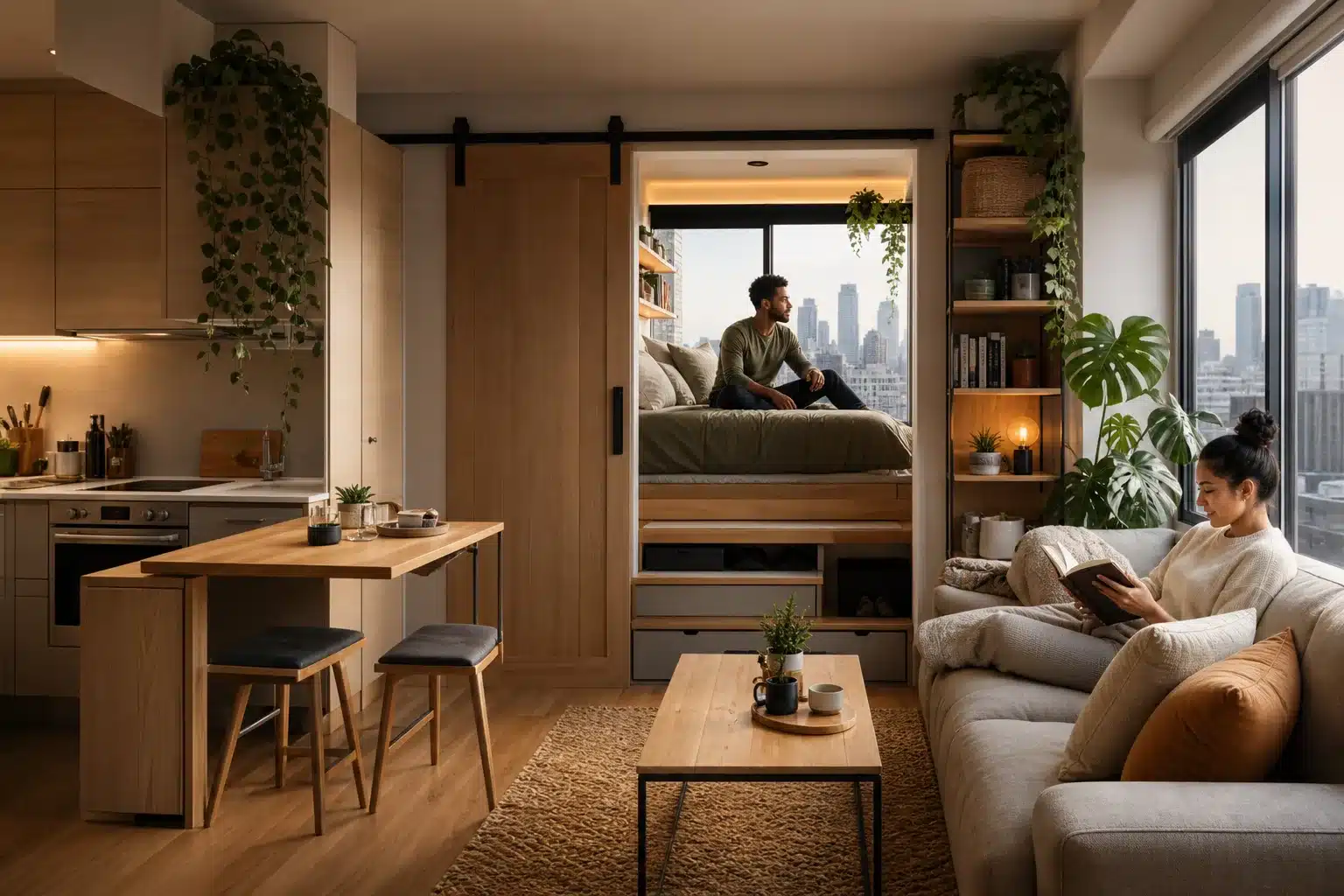 Espace intérieur cosy et optimisé dans un petit appartement