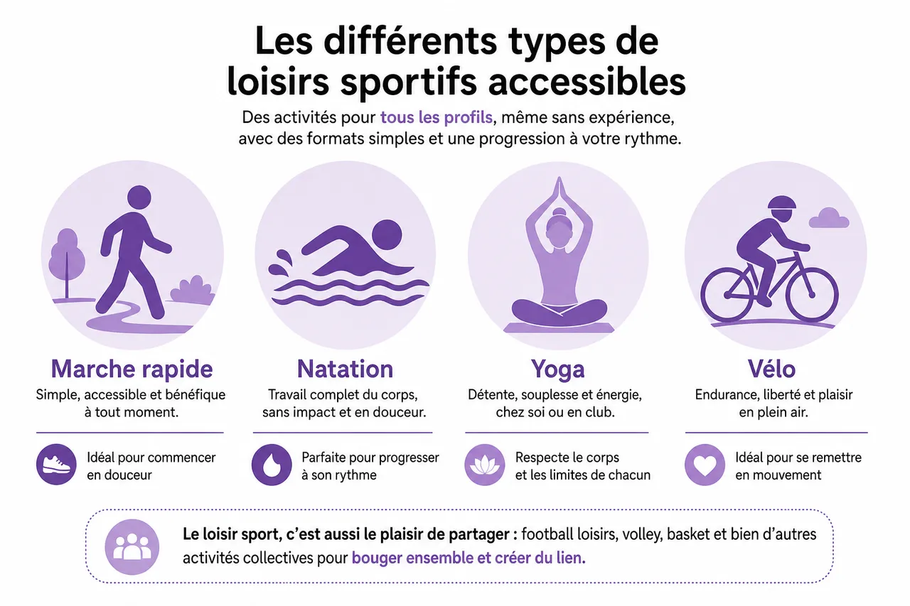 Loisir sport pour débutants: par où commencer sans se tromper? , Les différents types de loisirs sportifs accessibles