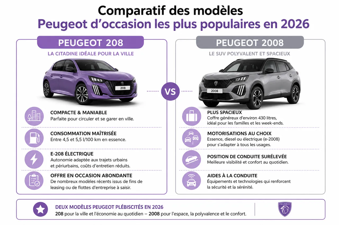 Pourquoi choisir une Peugeot d'occasion en 2026? , Comparatif des modèles Peugeot d'occasion les plus populaires en 2026
