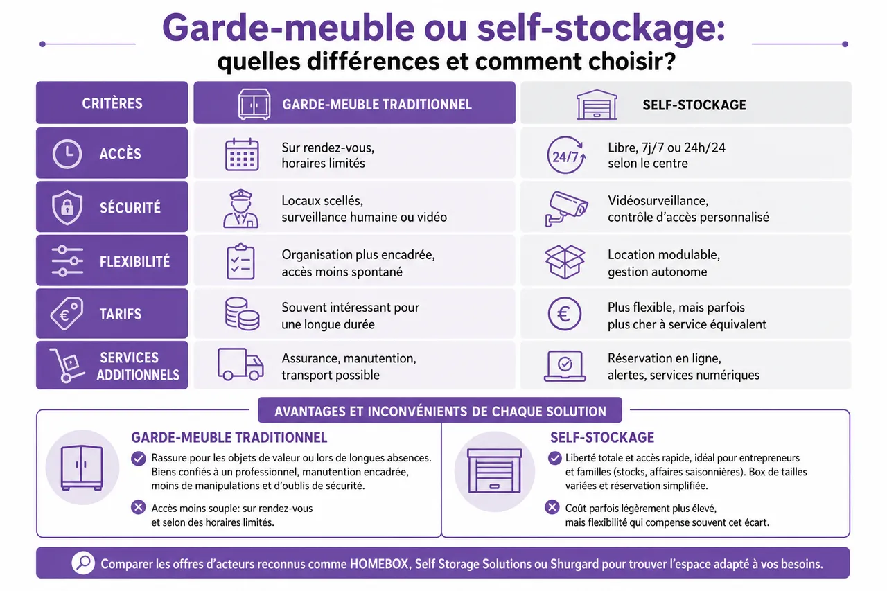 Garde-meuble: tout ce qu'il faut savoir avant de louer un espace de stockage , Garde-meuble ou self-stockage: quelles différences et comment choisir?