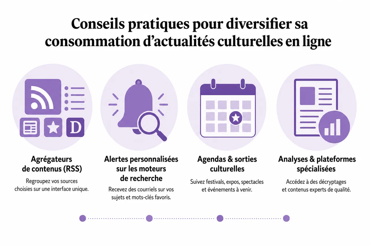 Comment suivre les actualités culturelles en ligne sans se laisser happer par les algorithmes? , Conseils pratiques pour diversifier sa consommation d’actualités culturelles en ligne