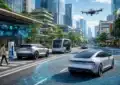 Voiture moderne avec indicateurs de tendances automobiles 2026