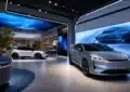 Voiture électrique moderne avec indicateurs de changement en 2026