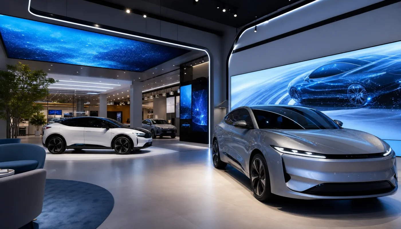 Voiture électrique moderne avec indicateurs de changement en 2026