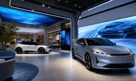 Voiture électrique moderne avec indicateurs de changement en 2026