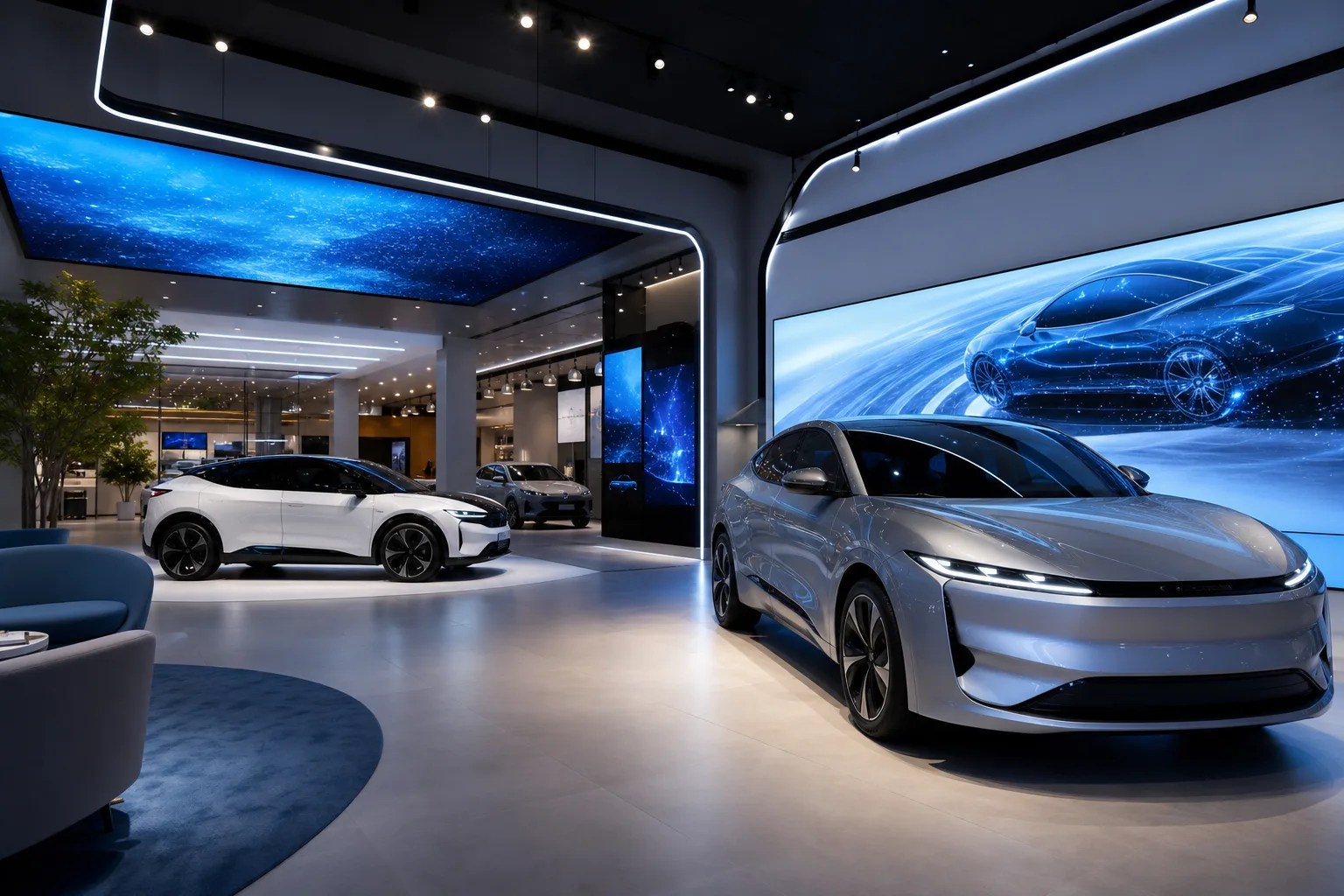Voiture électrique moderne avec indicateurs de changement en 2026